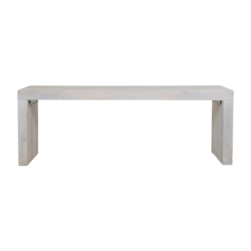 Banc d'entrée en manguier massif blanc sable style côtier moderne