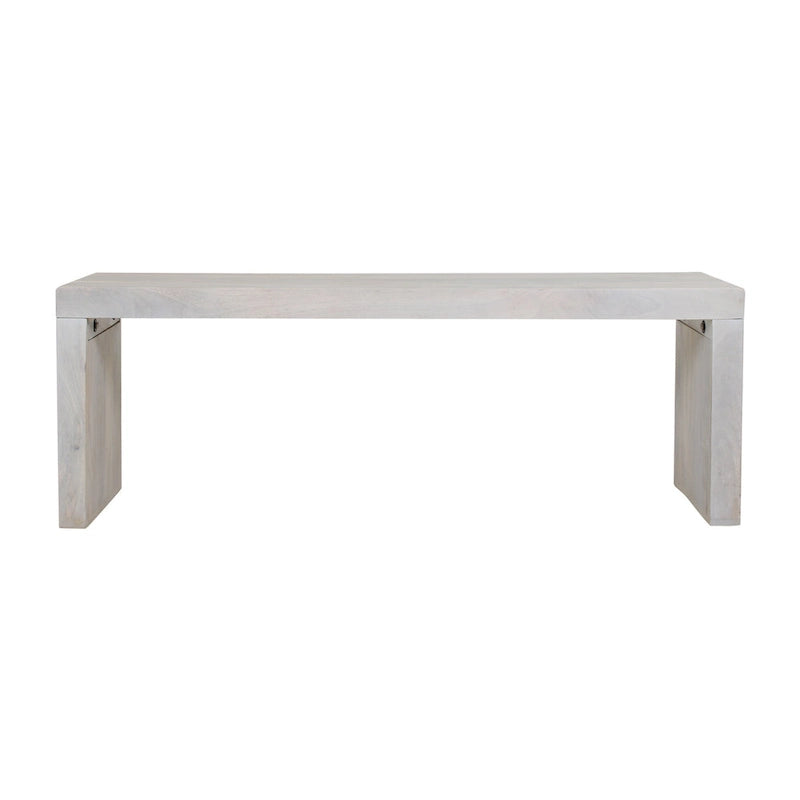 Banc d'entrée en manguier massif blanc sable style côtier moderne