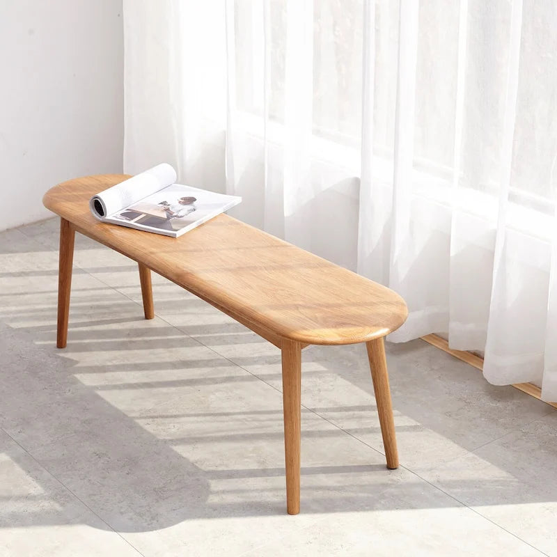 Banc de salle à manger en chêne massif avec bords arrondis finition naturelle