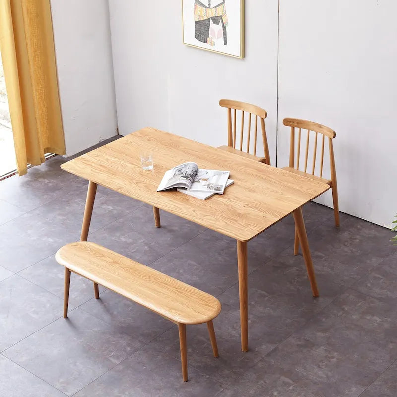 Banc de salle à manger en chêne massif avec bords arrondis finition naturelle