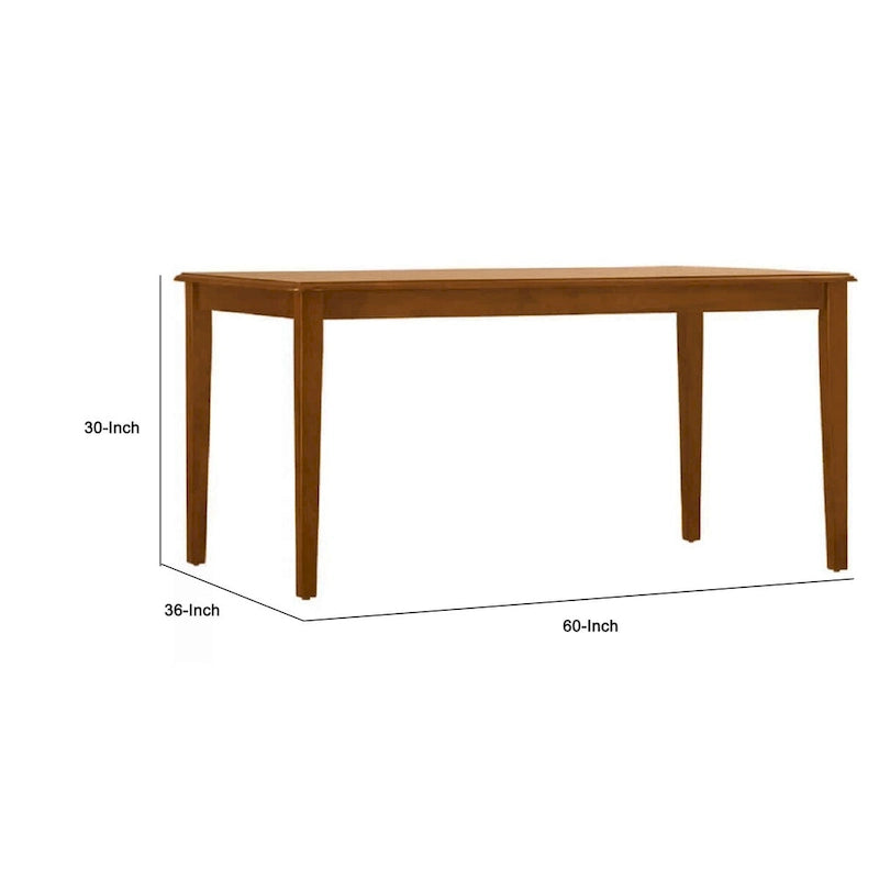 Table de salle à manger rectangulaire pieds fuselés noyer marron MDF Bois d'Hévéa 6 places