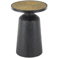 Table d'appoint ronde en métal noir avec plateau en corde de jonc de mer tressée, style bohème