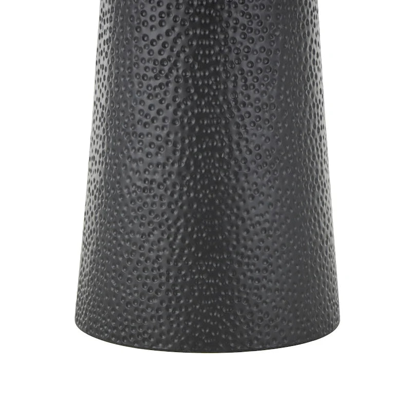 Table d'appoint ronde en métal noir avec plateau en corde de jonc de mer tressée, style bohème